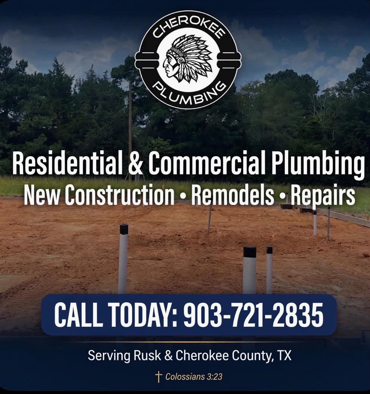 Finished plumbing project by Cherokee Plumbing in East Texas